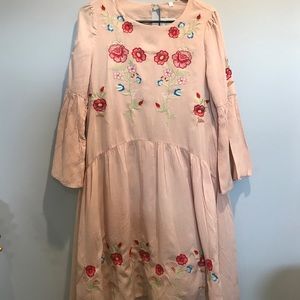 Peach floral embroidered dress